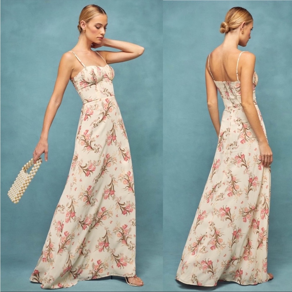 Reformation Riesling Pintuck Floral Maxi Dress